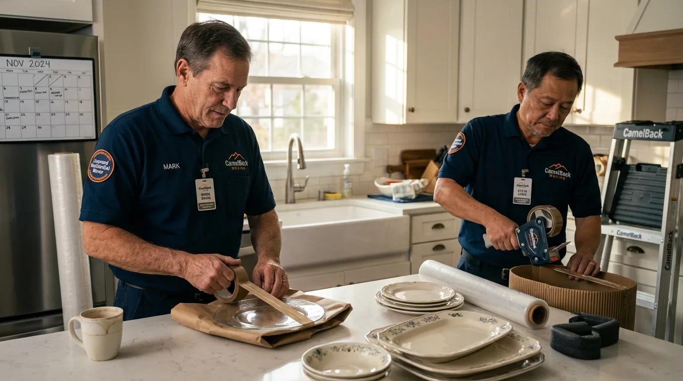 Professional crew packing kitchen dishware in Wind Gap, PA